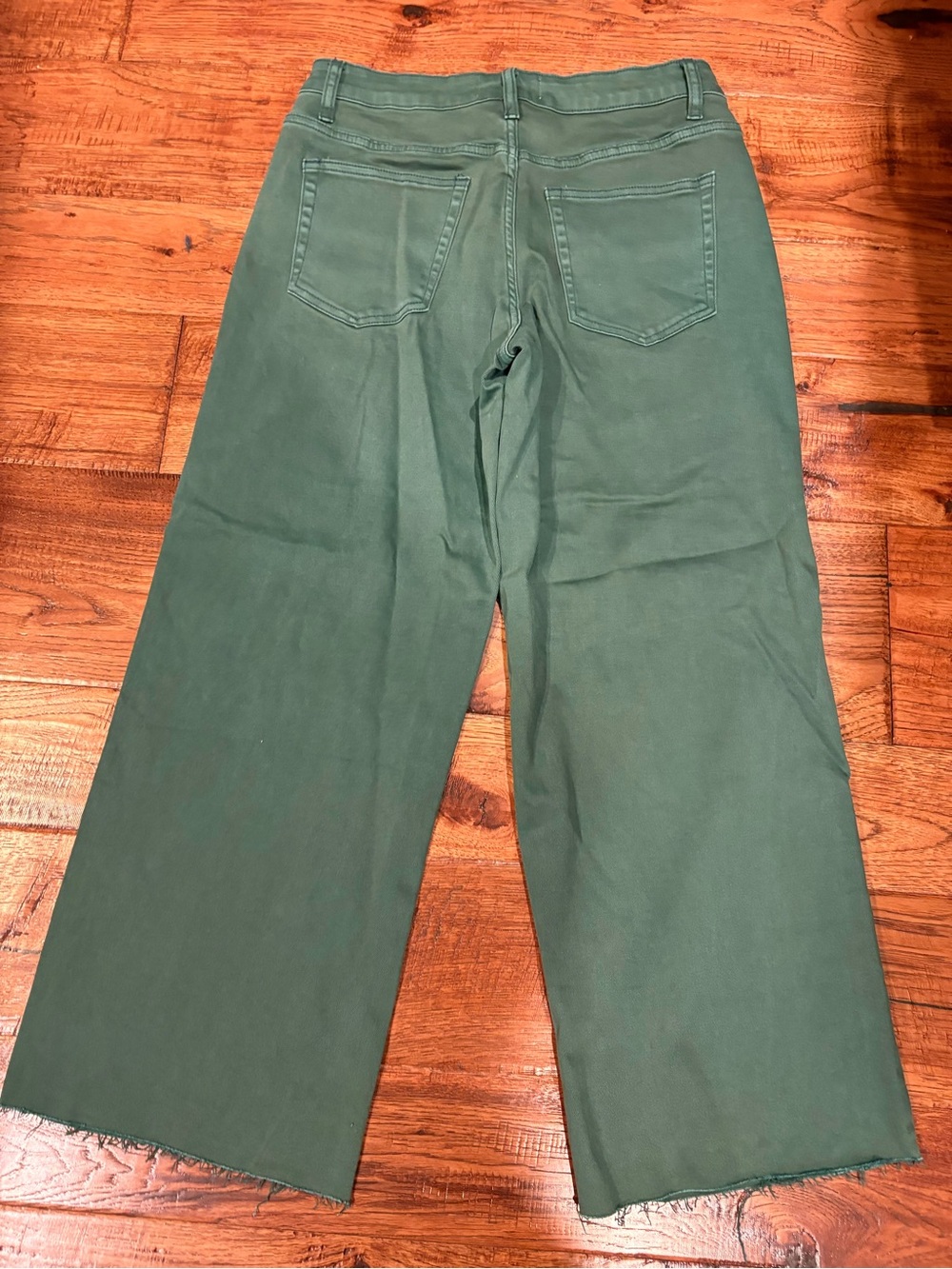 Vervet Green Wide Leg Crop Jeans Size 30 Raw Hem Stretch 27” Inseam - Picture 4 of 7